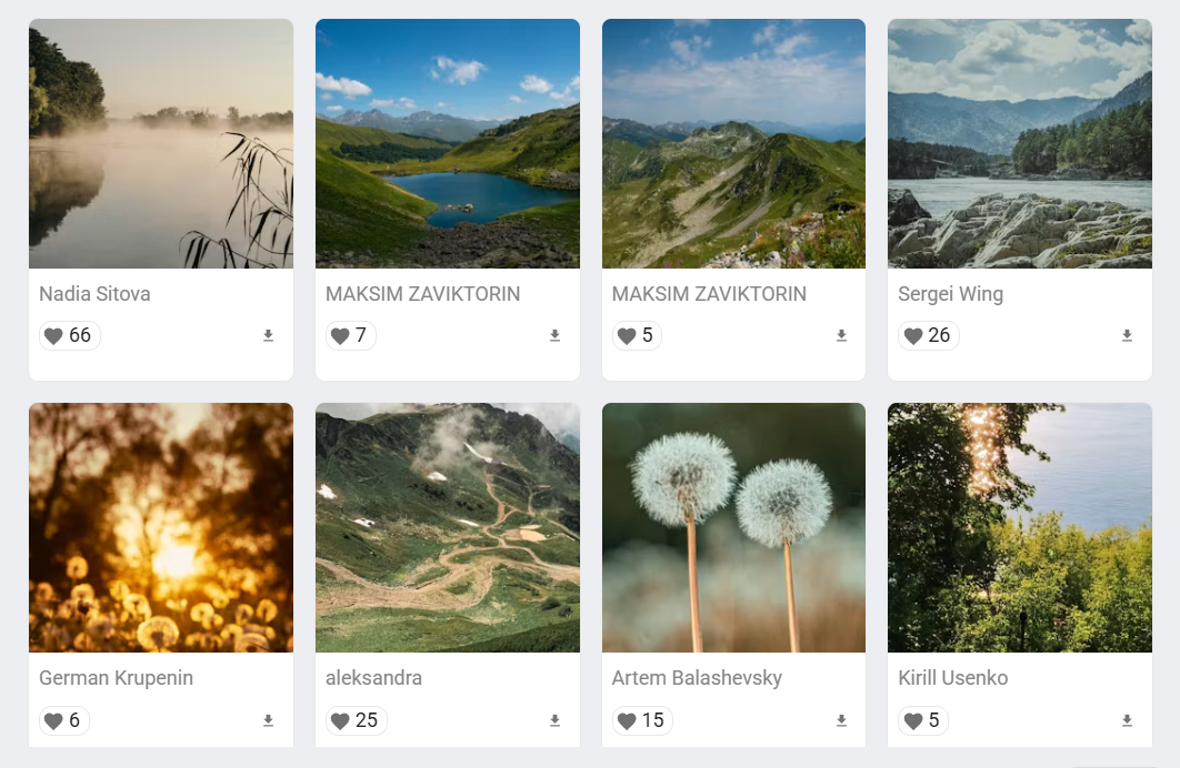 Поиск фото на Unsplash